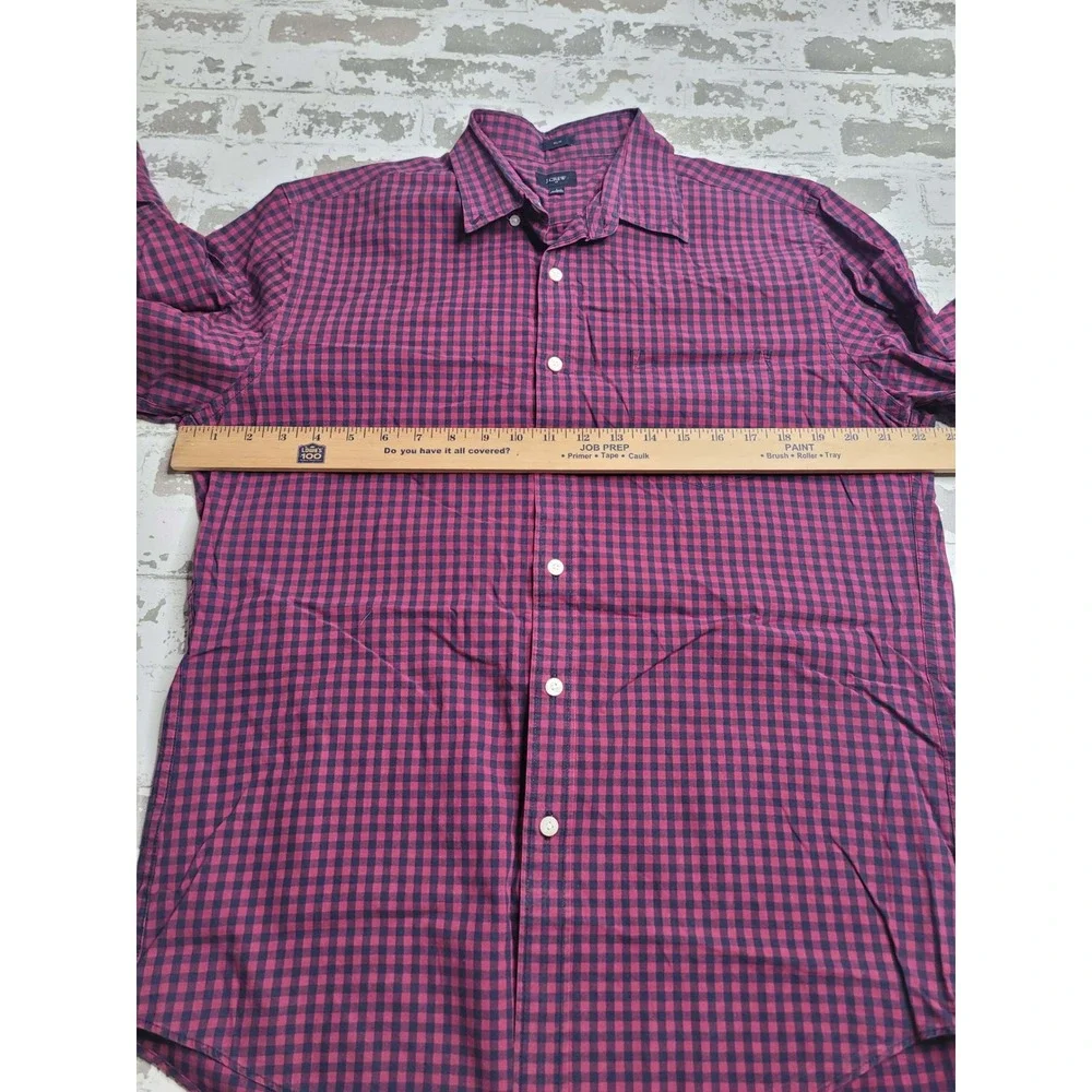 J. Crew Men's Long‎ Sleeve Button Down Size Large Slim Fit Purple/Pink
